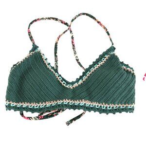 Xhilaration Womens Bikini Top Crochet Crossover Straps Cups Green Size M